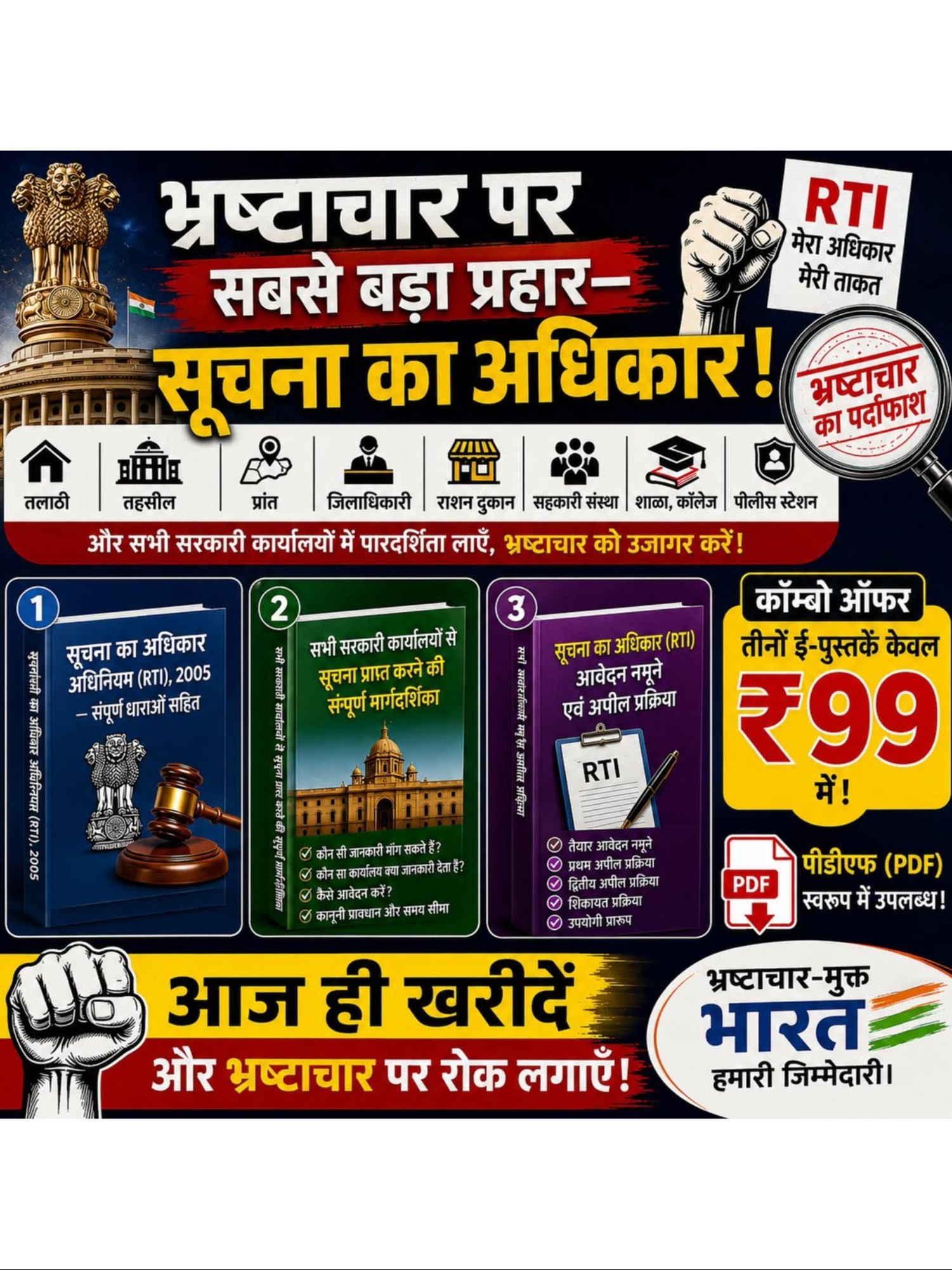 ब्रह्मास्त्र सूचना का अधिकार (RTI) अधिनियम 2005 आवेदन एवं अपील संपूर्ण गाइड